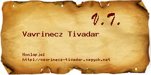 Vavrinecz Tivadar névjegykártya